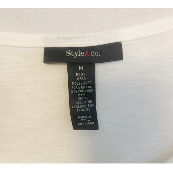 Style & Co. White Scoop Neck Blouse Womens Size M - Picture 2 of 8